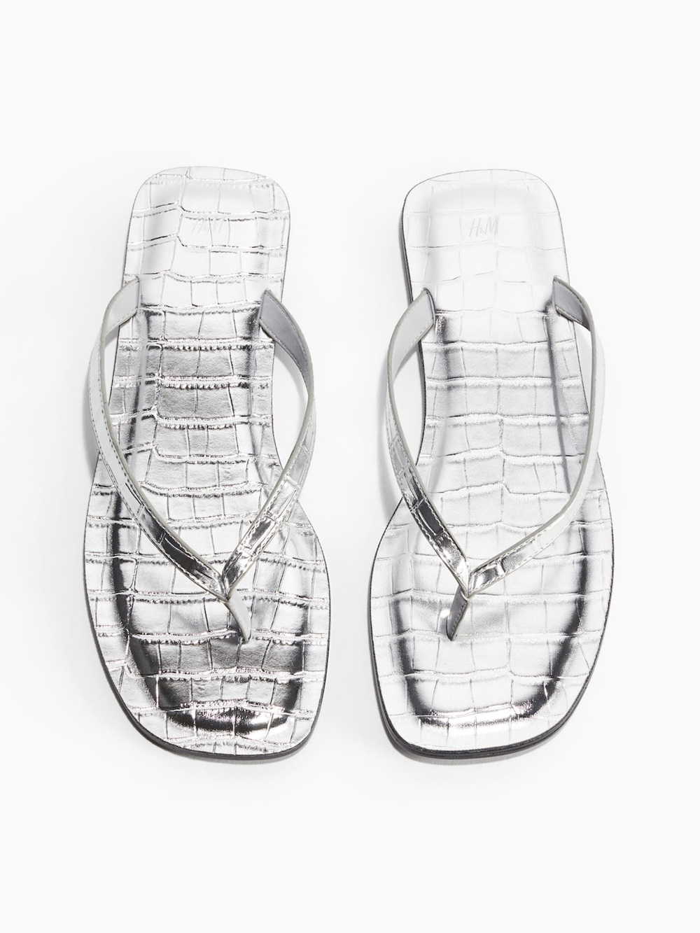 H&M Chic Casual Crocodile Embossed
Flip Flops Square Toe - US 6